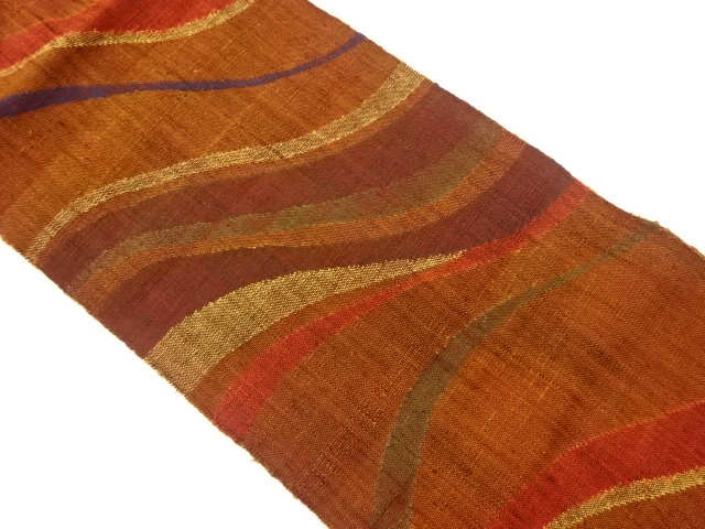 JAPANESE NAGOYA OBI / MAWATA TSUMUGI / WOVEN WAVY STRIPE
